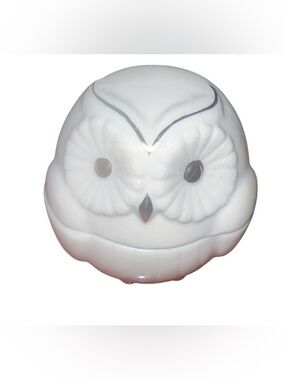 White Ceramic Owl Jewelry Organizer with Gold Accents